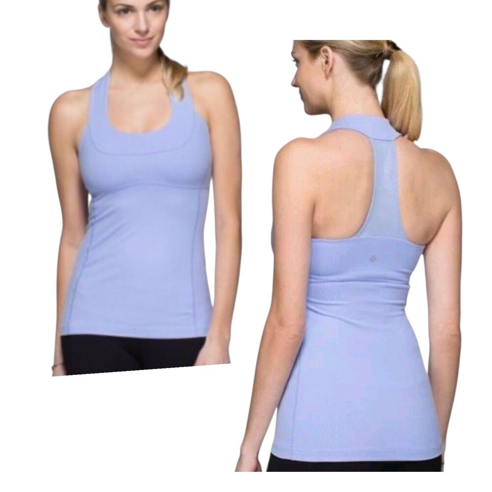 LULULEMON Sz 6 Violet Purple Scoop Neck Yoga Athletic Workout Logo Tank Top
